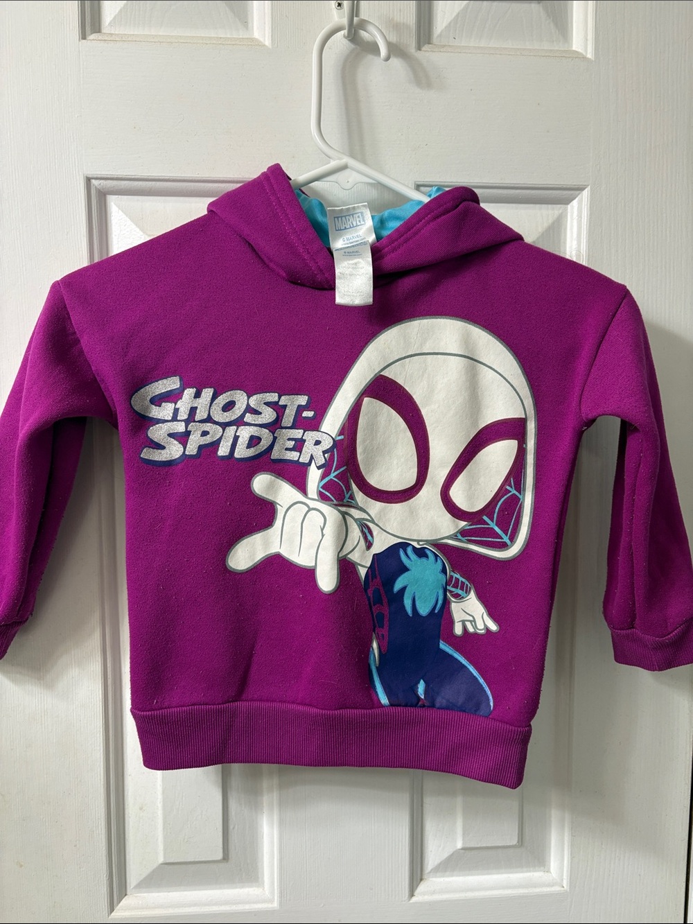Marvel Kids Ghost-Spider Hooded Sweatshirt - Magenta & White